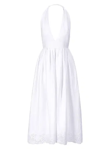 Staud Women's Grazia Linen Halter Midi-Dress - White - Size 12 | Thumbnail 1