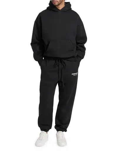 Fear of God Essentials Men's Classic Fit Fleece Hoodie - Vintage Black White | Thumbnail 2