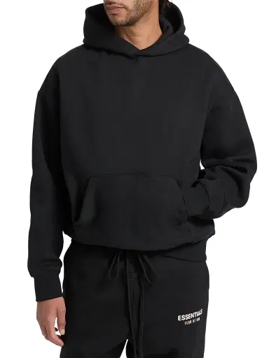 Fear of God Essentials Men's Classic Fit Fleece Hoodie - Vintage Black White | Thumbnail 3