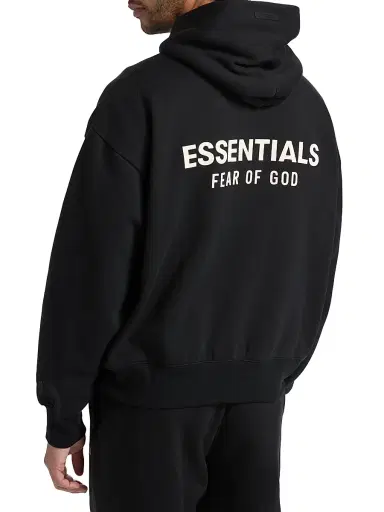 Fear of God Essentials Men's Classic Fit Fleece Hoodie - Vintage Black White | Thumbnail 5