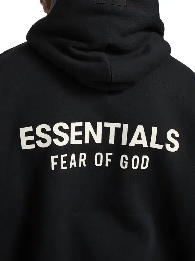 Fear of God Essentials Men's Classic Fit Fleece Hoodie - Vintage Black White | Thumbnail 6