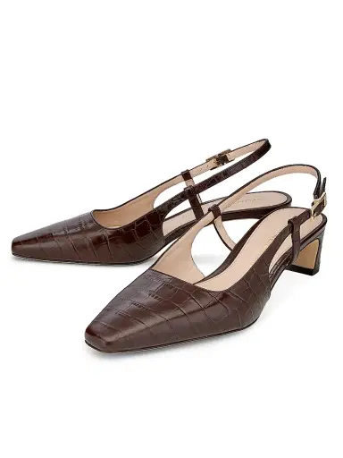 Stuart Weitzman Women's Baby Babette 40MM Croc-Embossed Leather Slingback Pumps - Walnut - Size 9 | Thumbnail 2 Stuart Weitzman Women's Baby Babette 40MM Croc-Embossed Leather Slingback Pumps - Walnut - Size 9 | Thumbnail 2