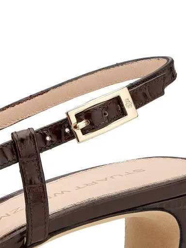 Stuart Weitzman Women's Baby Babette 40MM Croc-Embossed Leather Slingback Pumps - Walnut - Size 9 | Thumbnail 6 Stuart Weitzman Women's Baby Babette 40MM Croc-Embossed Leather Slingback Pumps - Walnut - Size 9 | Thumbnail 6