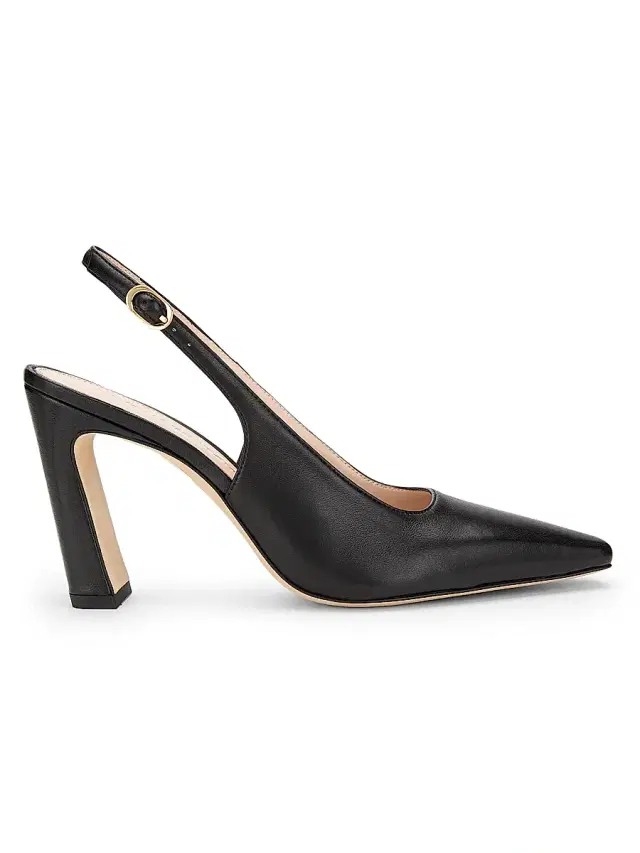 Stuart Weitzman Women's Stassi 85MM Leather Slingback Pumps - Black