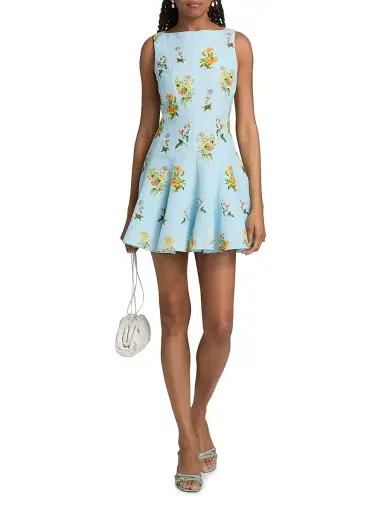 Hemant & Nandita Women's Floral Linen-Cotton Skater Minidress | Thumbnail 2