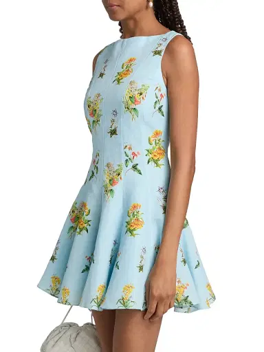 Hemant & Nandita Women's Floral Linen-Cotton Skater Minidress | Thumbnail 4