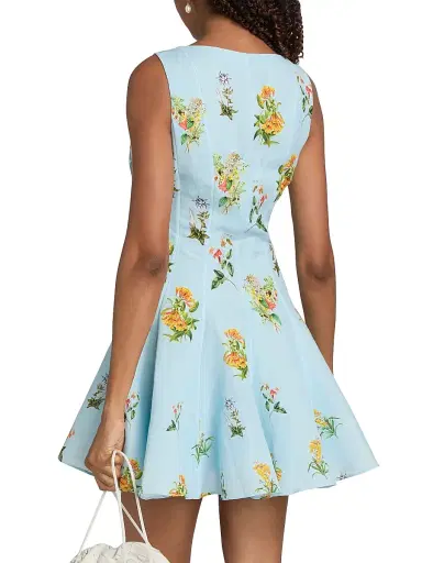 Hemant & Nandita Women's Floral Linen-Cotton Skater Minidress | Thumbnail 5