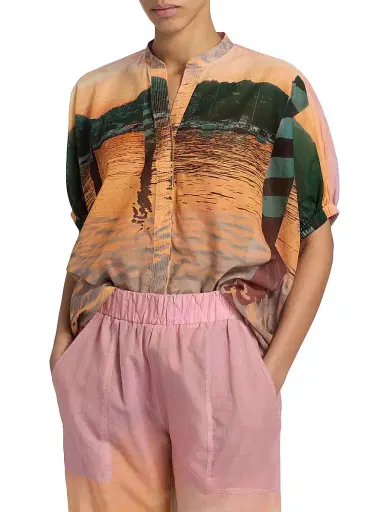 Silvia Tcherassi Women's Zenia Printed Cotton Button-Down Blouse | Thumbnail 3