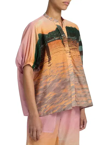 Silvia Tcherassi Women's Zenia Printed Cotton Button-Down Blouse | Thumbnail 4