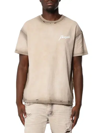Purple Brand Men's Logo Textured Cotton Jersey T-Shirt - Khaki - Size XXL | Thumbnail 1 Purple Brand Men's Logo Textured Cotton Jersey T-Shirt - Khaki - Size XXL | Thumbnail 1