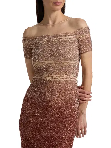 PAMELLA ROLAND Women's Ombré Sequined Tulle Column Gown - Copper Multi - Size 8 | Thumbnail 6 PAMELLA ROLAND Women's Ombré Sequined Tulle Column Gown - Copper Multi - Size 8 | Thumbnail 6