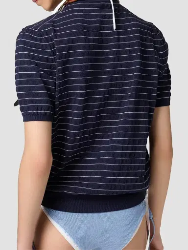 Miu Miu Women's Cotton Sweater - Blue | Thumbnail 4 Miu Miu Women's Cotton Sweater - Blue | Thumbnail 4