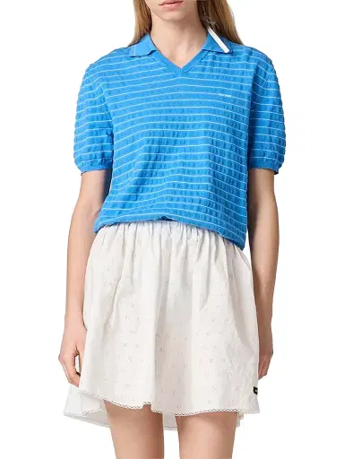Miu Miu Women's Cotton Sweater - Blue | Thumbnail 7 Miu Miu Women's Cotton Sweater - Blue | Thumbnail 7