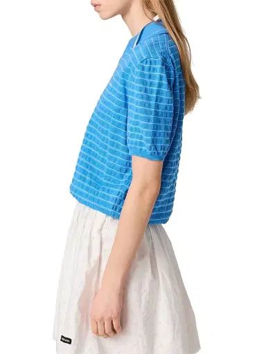 Miu Miu Women's Cotton Sweater - Blue | Thumbnail 8 Miu Miu Women's Cotton Sweater - Blue | Thumbnail 8