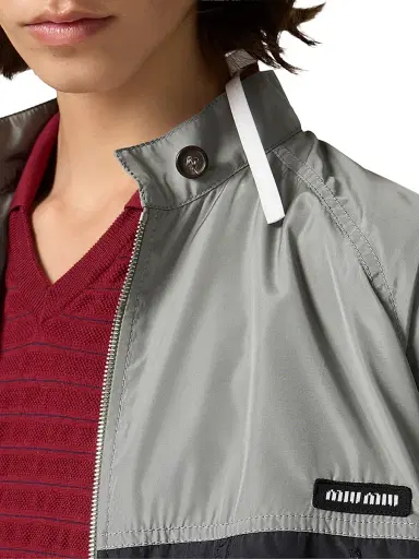 Miu Miu Women's Technical Silk Blouson Jacket - Grey - Size 2 | Thumbnail 4 Miu Miu Women's Technical Silk Blouson Jacket - Grey - Size 2 | Thumbnail 4