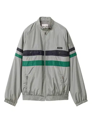 Miu Miu Women's Technical Silk Blouson Jacket - Grey - Size 2 | Thumbnail 1 Miu Miu Women's Technical Silk Blouson Jacket - Grey - Size 2 | Thumbnail 1