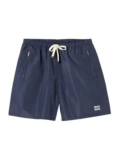 Miu Miu Women's Technical Fabric Bermuda Shorts - Blue | Thumbnail 1 Miu Miu Women's Technical Fabric Bermuda Shorts - Blue | Thumbnail 1