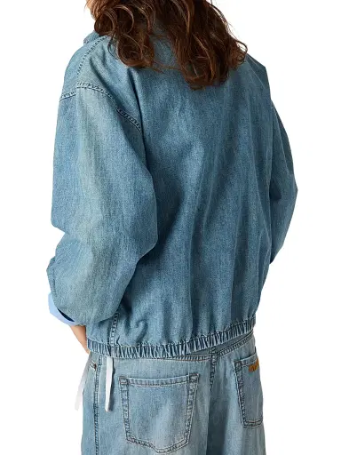 Miu Miu Women's Chambray Blouson Jacket - Blue - Size 6 | Thumbnail 3 Miu Miu Women's Chambray Blouson Jacket - Blue - Size 6 | Thumbnail 3