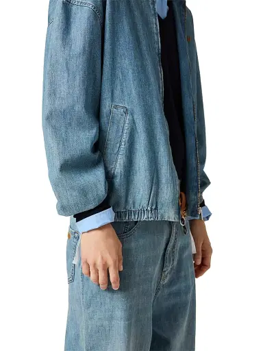 Miu Miu Women's Chambray Blouson Jacket - Blue - Size 6 | Thumbnail 5 Miu Miu Women's Chambray Blouson Jacket - Blue - Size 6 | Thumbnail 5