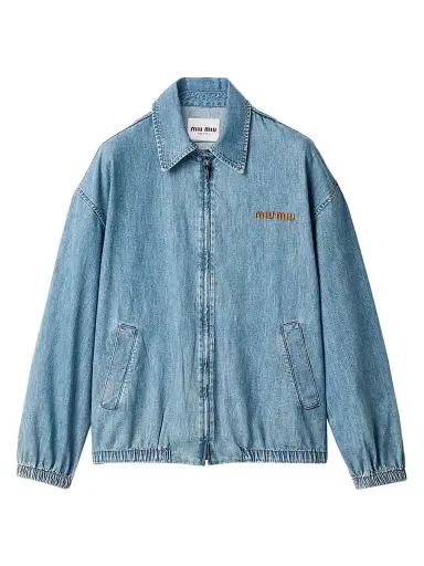 Miu Miu Women's Chambray Blouson Jacket - Blue - Size 6 | Thumbnail 1 Miu Miu Women's Chambray Blouson Jacket - Blue - Size 6 | Thumbnail 1