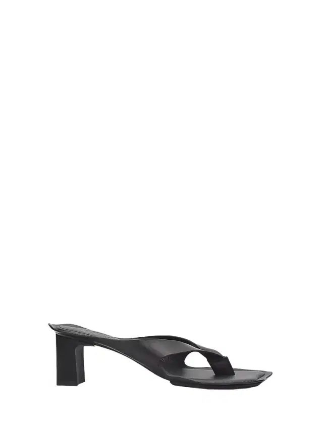 MM6 Maison Margiela Women's 60MM Square-Toe Leather Block-Heel Sandals - Black