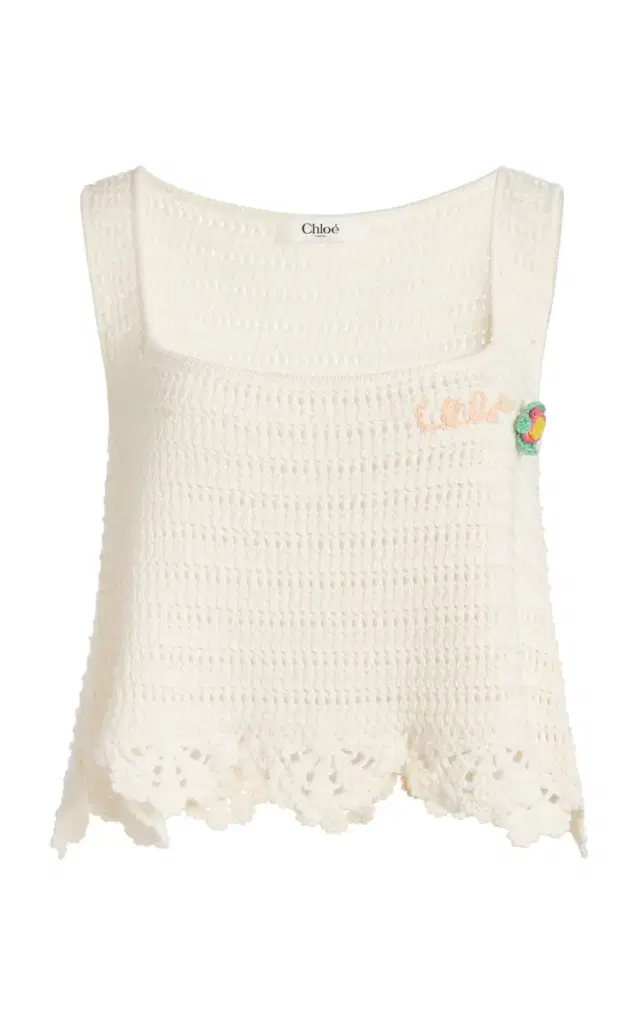 Chloé Crocheted Organic Cotton Tank Top