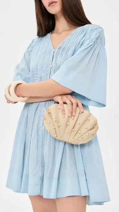 Poolside Bags The Origami Scallop Clutch Natural | Thumbnail 3