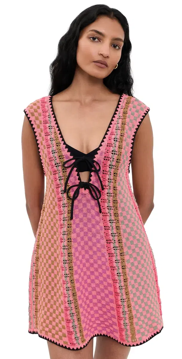 Free People Amalfi Twist ini Dress Pink Pop Combo