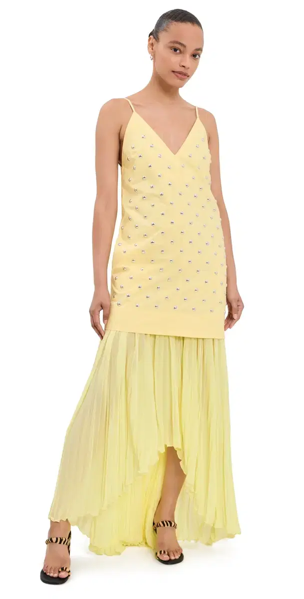 MSGM Studded Maxi Dress Yellow