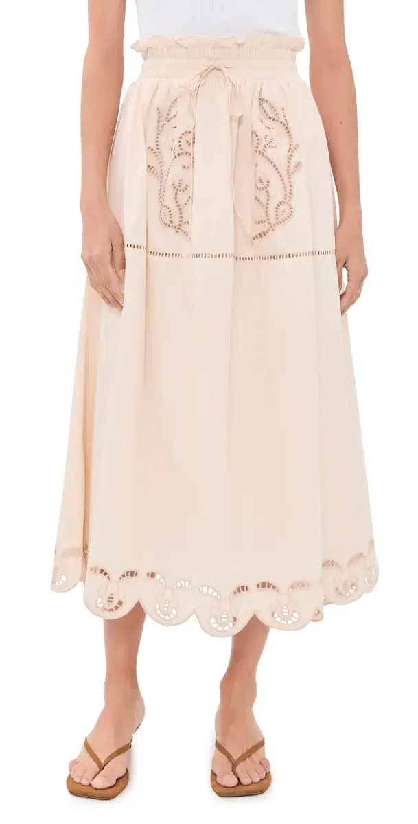 Moon River Eyelet Detail kirt Cream