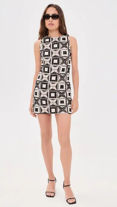 Alice + Olivia Clyde Shift Dress Black/Multi | Thumbnail 5