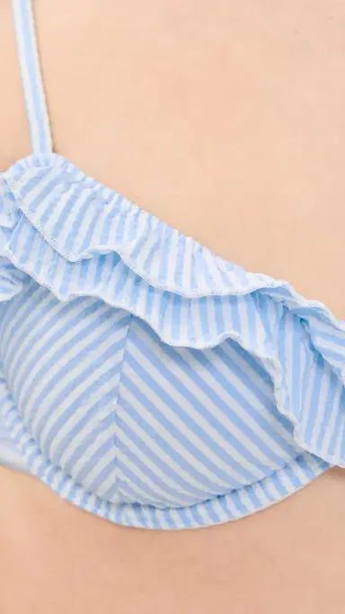Frankies Bikinis Venus Seersucker Bikini Top Saltwater Stripe L | Thumbnail 6