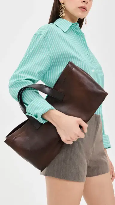 Staud Port Tote Bag Espresso Distressed One Size | Thumbnail 3 Staud Port Tote Bag Espresso Distressed One Size | Thumbnail 3