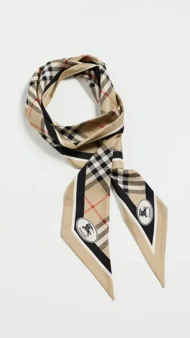 Burberry Check Silk Skinny Scarf Sand One Size | Thumbnail 2