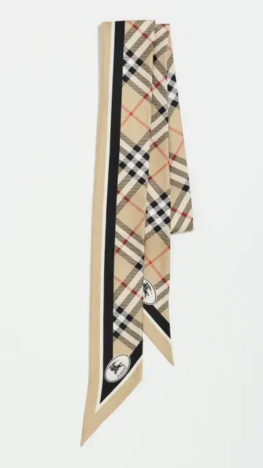 Burberry Check Silk Skinny Scarf Sand One Size | Thumbnail 5