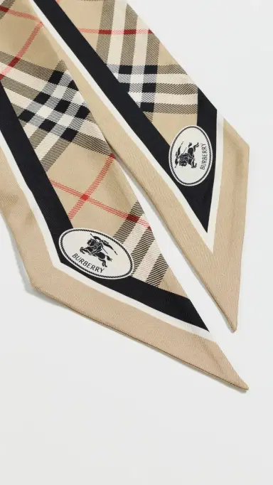 Burberry Check Silk Skinny Scarf Sand One Size | Thumbnail 6