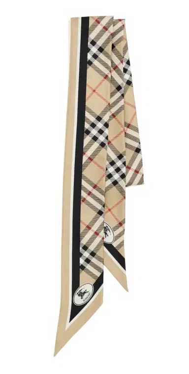 Burberry Check Silk Skinny Scarf Sand One Size | Thumbnail 1