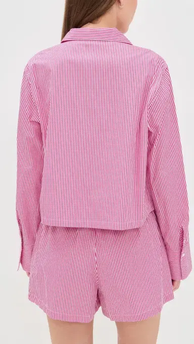 Polo Ralph Lauren Crop Top & Boxer Pajama et College Pink tripe | Thumbnail 3