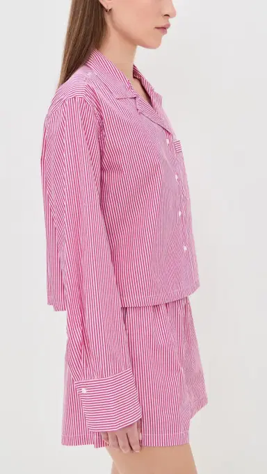 Polo Ralph Lauren Crop Top & Boxer Pajama et College Pink tripe | Thumbnail 4