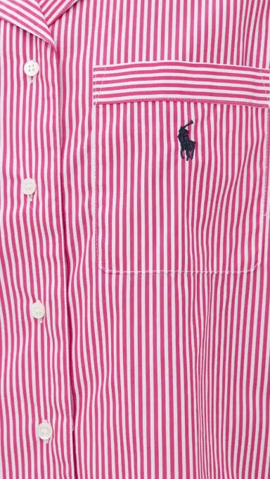 Polo Ralph Lauren Crop Top & Boxer Pajama et College Pink tripe | Thumbnail 6