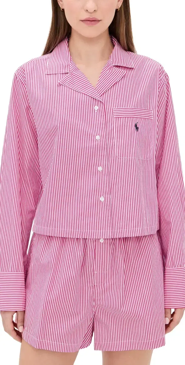 Crop Top & Boxer Pajama et College Pink tripe