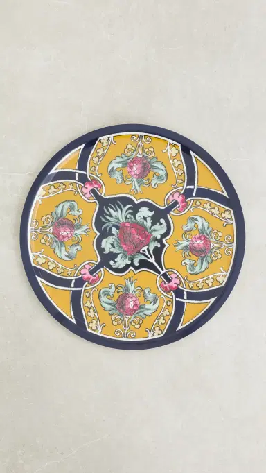La DoubleJ Large Round Printed Tray Ananas One Size | Thumbnail 2