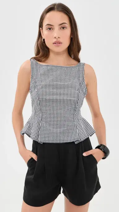 Free People Sunfaded Top Black And White Comb S | Thumbnail 2
