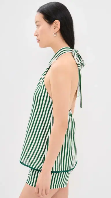 Bailey Rose Green Stripe Romper Green S | Thumbnail 4