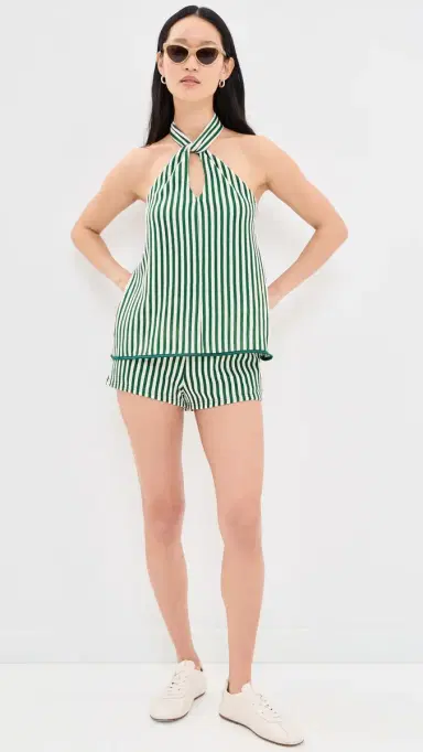 Bailey Rose Green Stripe Romper Green S | Thumbnail 5