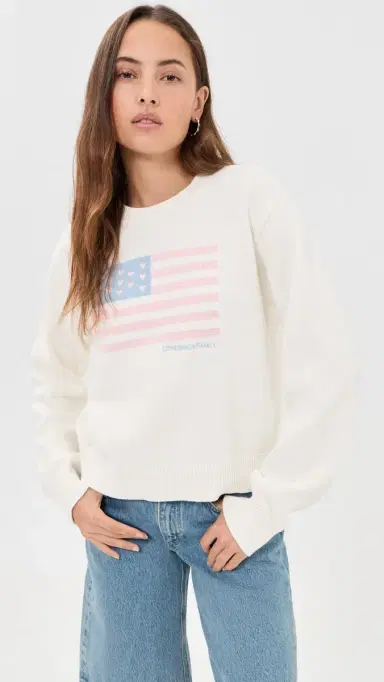 LoveShackFancy Ty Flag Pullover Ivory Dreams L | Thumbnail 2