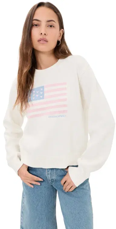 LoveShackFancy Ty Flag Pullover Ivory Dreams L | Thumbnail 1
