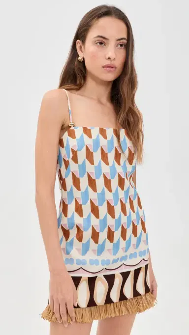 Cara Cara Valencia Linen Mini Dress Talavera Tile | Thumbnail 2