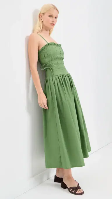 Moon River Pleated Midi Dress oss Green | Thumbnail 2 Moon River Pleated Midi Dress oss Green | Thumbnail 2