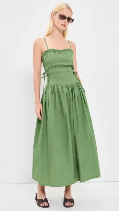 Moon River Pleated Midi Dress oss Green | Thumbnail 5 Moon River Pleated Midi Dress oss Green | Thumbnail 5